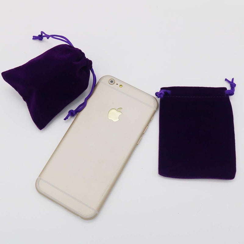 HRX Package Small Velvet Jewelry Bags with Drawstring, 20pcs Velvet Cloth Gift Pouches Purple (3x4 inches) - Image 3